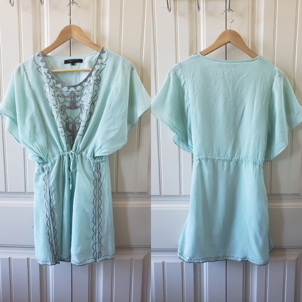 BCBGMAXAZRIA embroidered mint green dress